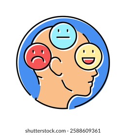 changes mood behavior disease symptom color icon vector. changes mood behavior disease symptom sign. isolated symbol illustration