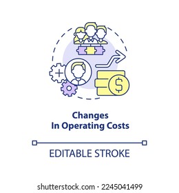 Changes in operating costs concept icon. Common reason for price increase abstract idea thin line illustration. Isolated outline drawing. Editable stroke. Arial, Myriad Pro-Bold fonts used