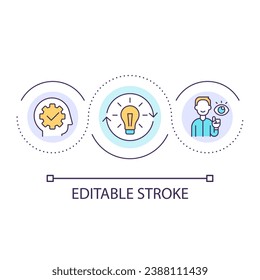 Changes in thinking loop concept icon. Mental health. Belief system. Overcoming confirmation bias abstract idea thin line illustration. Isolated outline drawing. Editable stroke. Arial font used