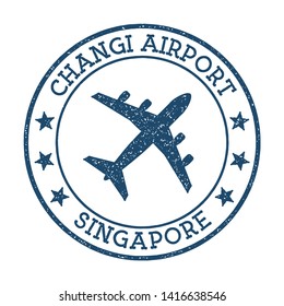 Changi Airport Singapore logo. Airport stamp vector illustration. Singapore aerodrome.