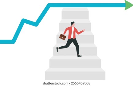 Changing career path due to no further career advancement, resignation from lack of growth opportunity, quitting job concept, Businessman stepping down stair from graph that stop growing.
