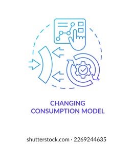 Changing consumption model blue gradient concept icon. Improve customers experience. Business abstract idea thin line illustration. Isolated outline drawing. Myriad Pro-Bold font used
