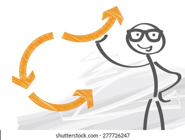 changing directions - vector illustration with stick figure