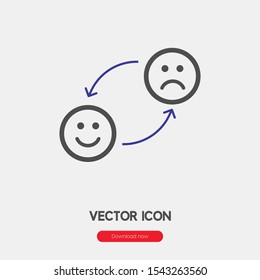 changing emoticons vector icon. Linear style sign for mobile concept and web design. changing emotion symbol illustration. Pixel vector graphics - Vector.
