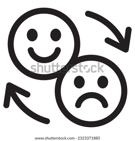 Changing emotion outline icon, Mental health related icon.