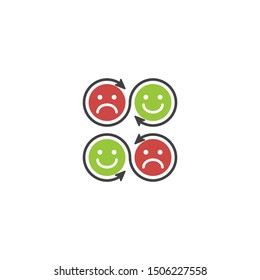 Changing emotions, moody, mood booster. Vector icon template