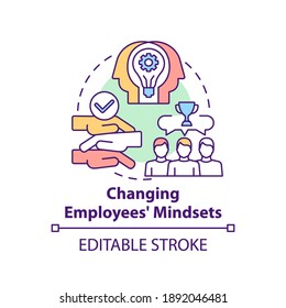 Changing employees mindsets concept icon. Business consulting task idea thin line illustration. Providing training opportunities. Vector isolated outline RGB color drawing. Editable stroke