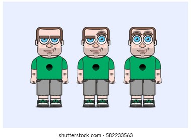 Changing facial expressions.