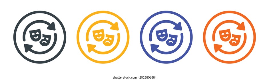Changing Happy and sad mood icon symbol of drama mask, actor.