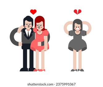 Changing husband. guy betrayed. Man traitor with knife. Concept of sticking a knife in wife's back.