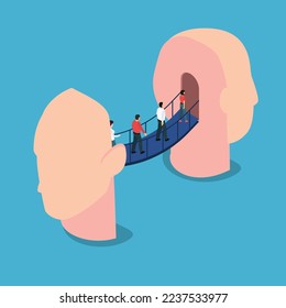 Changing mind thoughts and switch sides for opinion isometric 3d vector illustration concept for banner, website, illustration, landing page, flyer, etc.