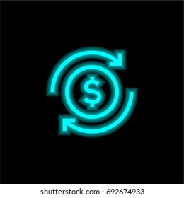 Changing Money blue glowing neon ui ux icon. Glowing sign logo vector