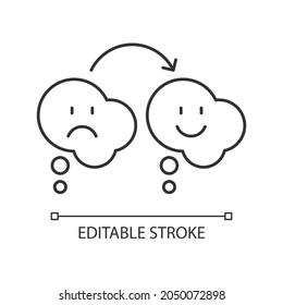 Changing opinion linear icon. Different view. Reconsider and change mind. Critical thinking. Thin line customizable illustration. Contour symbol. Vector isolated outline drawing. Editable stroke