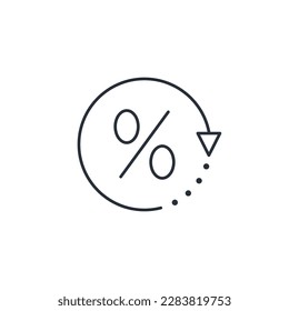 Changing percentage. The asset of the financial proposal. Vector linear icon isolated on white background.