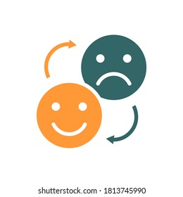 Changing positive and negative emoji colored icon. Exchange of emotions symbol