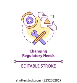 Changing regulatory needs concept icon. Compliance management. Business challenges abstract idea thin line illustration. Isolated outline drawing. Editable stroke. Arial, Myriad Pro-Bold fonts used