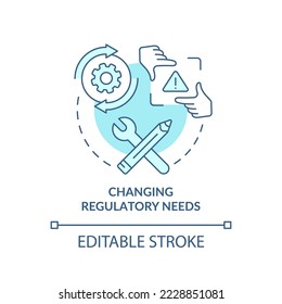 Changing regulatory needs turquoise concept icon. Compliance management abstract idea thin line illustration. Isolated outline drawing. Editable stroke. Arial, Myriad Pro-Bold fonts used