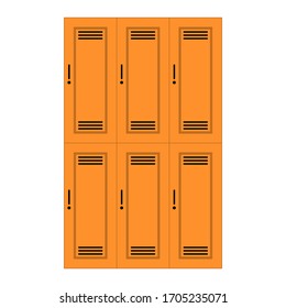 Changing room lockers orange on white background, symbol for design, vector illustration