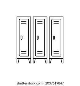 Changing room with lockers thin line icon. Modern vector illustration.