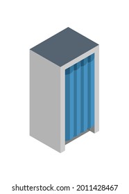 Changing room. Simple flat illustration in isometric view.
