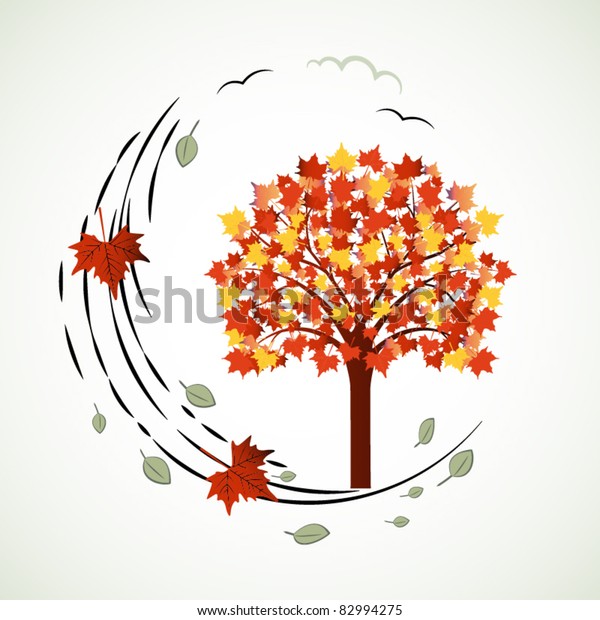 Changing Seasons Tree Wind Stock Vector (Royalty Free) 82994275