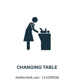 Changing Table icon. Mobile apps, printing and more usage. Simple element. Monochrome Changing Table icon illustration.