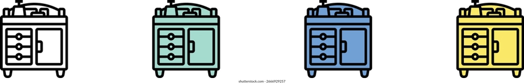 changing table icon. Outline, Green, Blue and Yellow Style Design Isolated On White Background