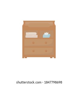 Changing table. Vector illustration. Bedroom element for  baby