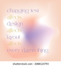 changing text affects design affects layout affects every damn thing text illustrations modern design graphics shapes and gradient typography poster vector