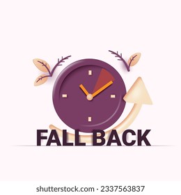 Changing the time on the watch to winter time, fall backward concept.3d vector illustration