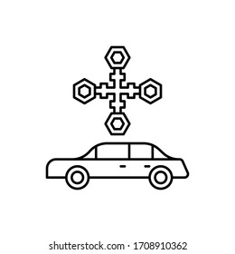 Changing wheels tool, car repair icon. Simple line, outline vector elements of garage icons for ui and ux, website or mobile application