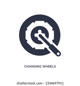 changing wheels tool icon. Simple element illustration from mechanicons concept. changing wheels tool editable symbol design on white background. Can be use for web and mobile.