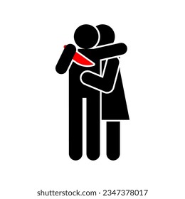 Changing wife. girl betrayed. Woman traitor with knife. Concept of sticking a knife in husband's back.
