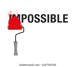 Changing the word impossible to possible with red color black text vector illustration EPS10