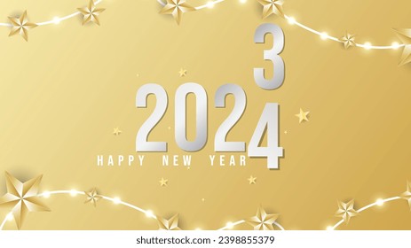 Changing the year from 2023 to 2024 design for New Year's Day , on gold background , Number design template,  Vector illustration EPS 10