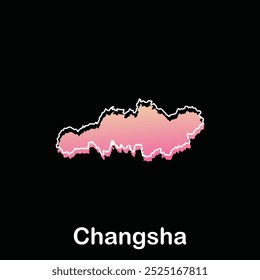 Changsha City of China map vector illustration, vector template with outline graphic sketch style, suitable for your company