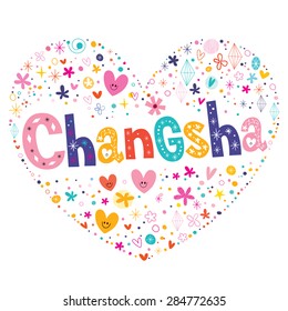 Changsha heart shaped type lettering vector design