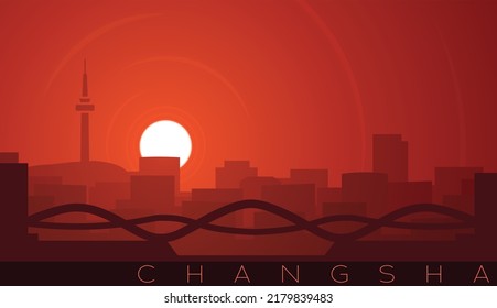 Changsha Low Sun Skyline Scene