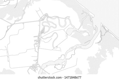 Changuinola, Bocas del Toro, Panama, bright outlined vector map with bigger and minor roads and steets created for infographic backgrounds.