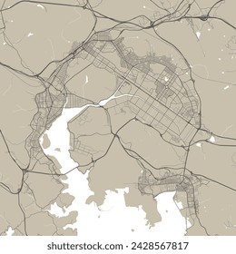 Changwon map, South Korea. Vector city streetmap, municipal area.