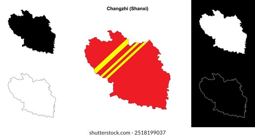 Conjunto de mapa de contorno en blanco Changzhi