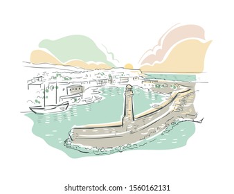 Chania Greece Europe vector sketch city illustration line art