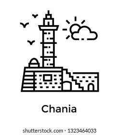 Chania lighthouse line icon 