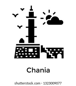 Chania lighthouse solid icon 