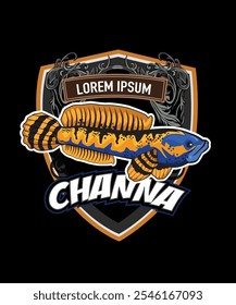 Channa peixe logotipo cartoon em vetor