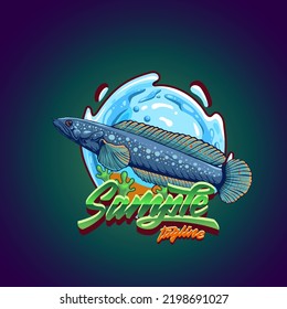 channa fish template mascot logo vector