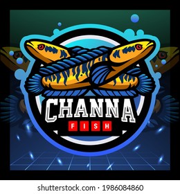Channa maru fish mascot. esport logo design