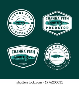 Channa snake head predator animal fish wild life in water illustration vector, Snakehead fish logo vector