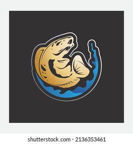 Channa Snakehead fish, Predator Fish, animal underwater design, logo, and illustration