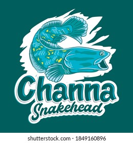 Channa Snakehead fish, Predator Fish Vector illustration